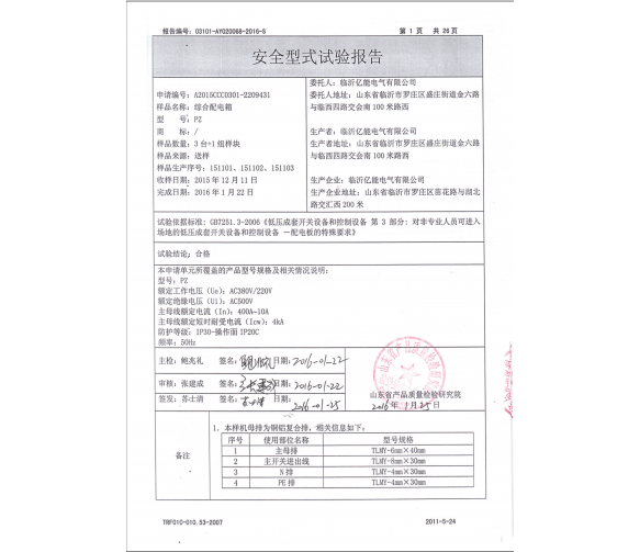 安全型式試驗(yàn)報(bào)告